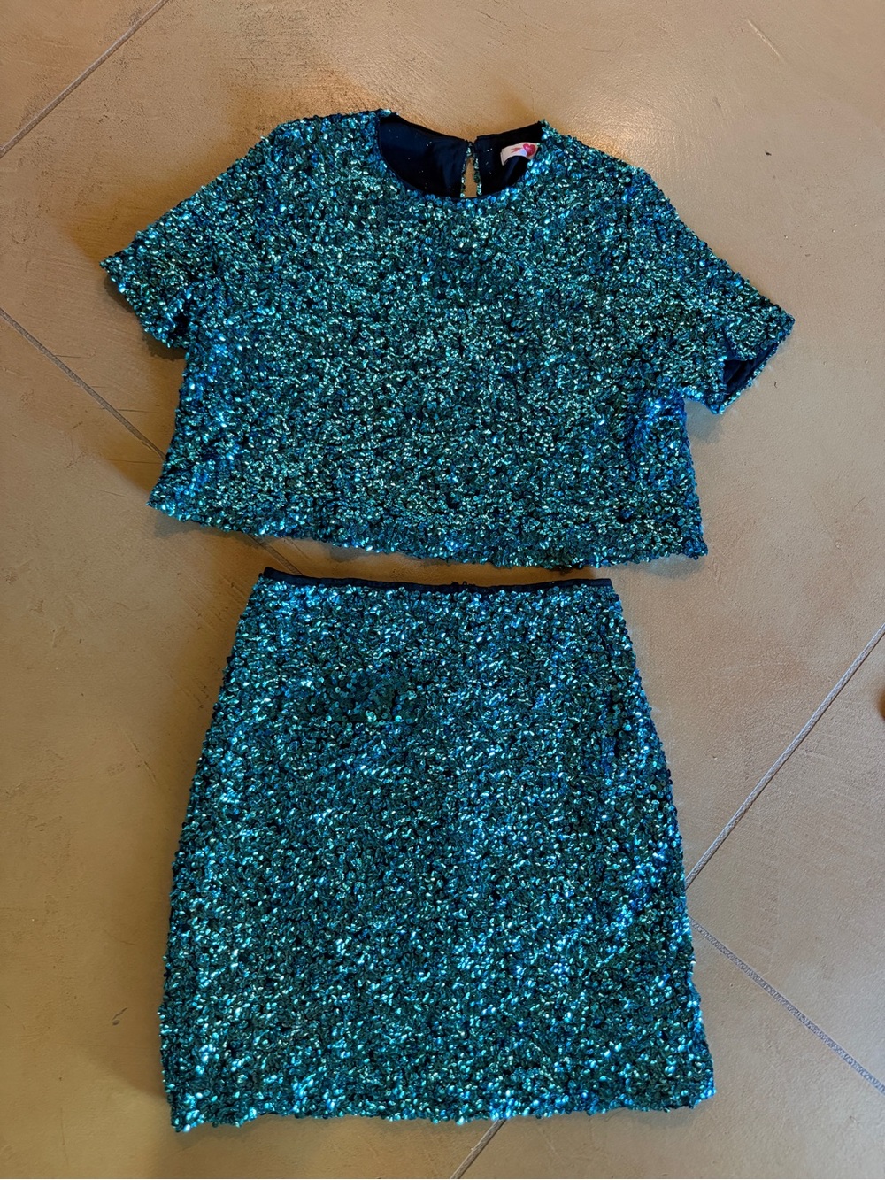 Buddy Love Teal Sequin Two-Piece Set